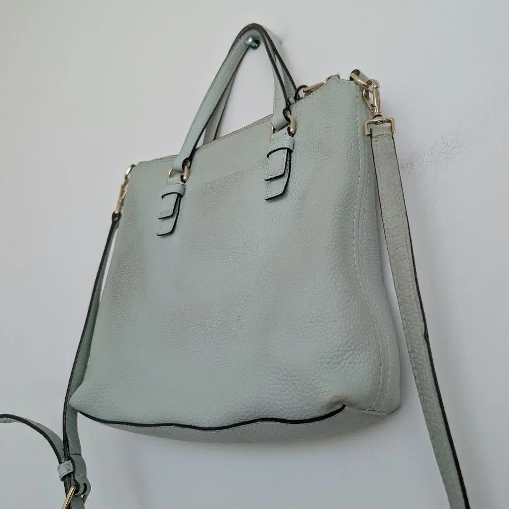 Kate Spade Jackson Street Hayley 100% Leather Sage Green Tote Crossbody Bag